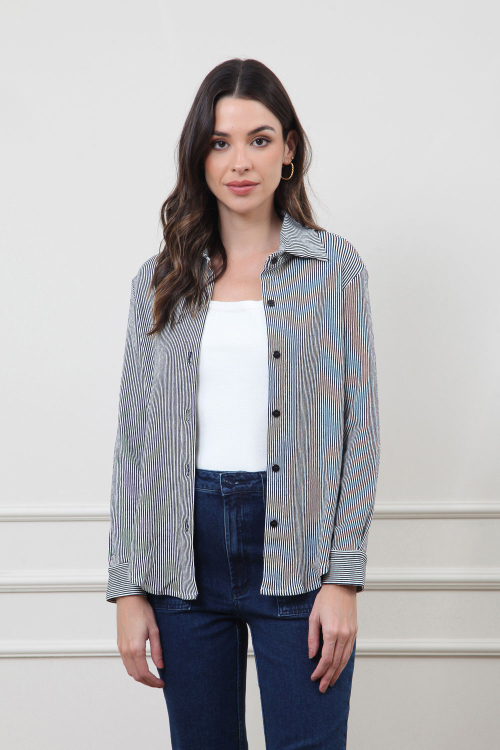 BLUSA ALONGADA MALHA LISTRAS I24