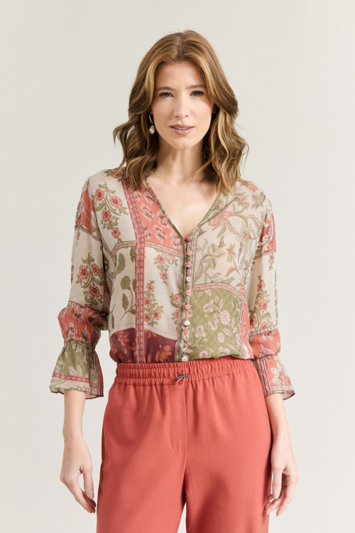CAMISA TILLY SEM GOLA PATCH BOTANIC V26