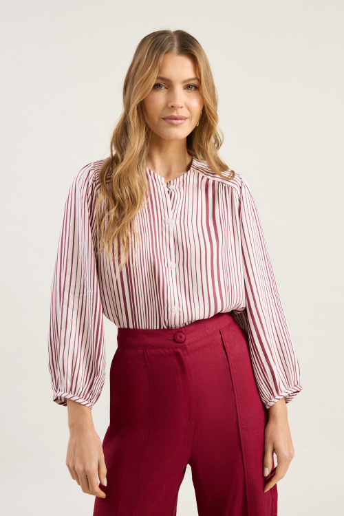 CAMISA MODAL SEDA LISTRAS V26