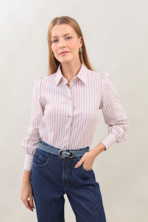 CAMISA TRICOLINE LISTRAS MANGA FRANZIDO I25