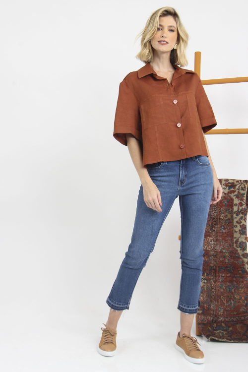 Camisa Jaqueta Linho Blend Botões I22