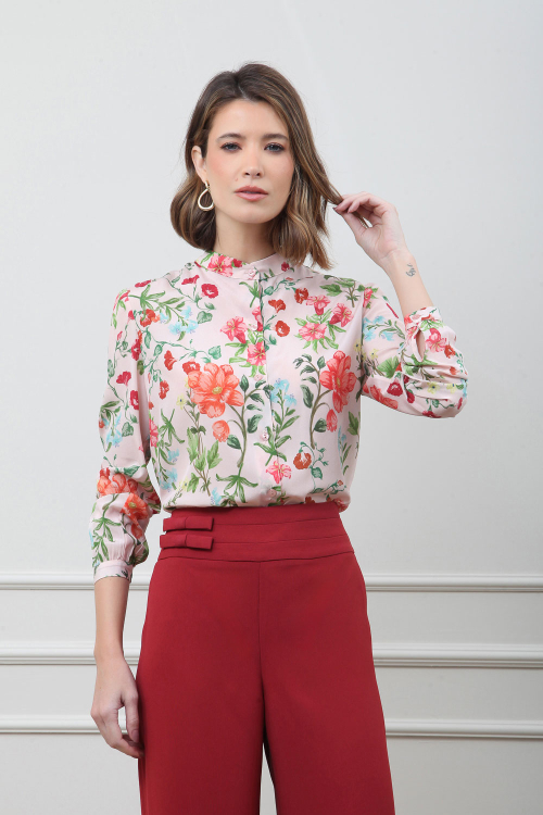 CAMISA SEDA STRETCH FLORES V25