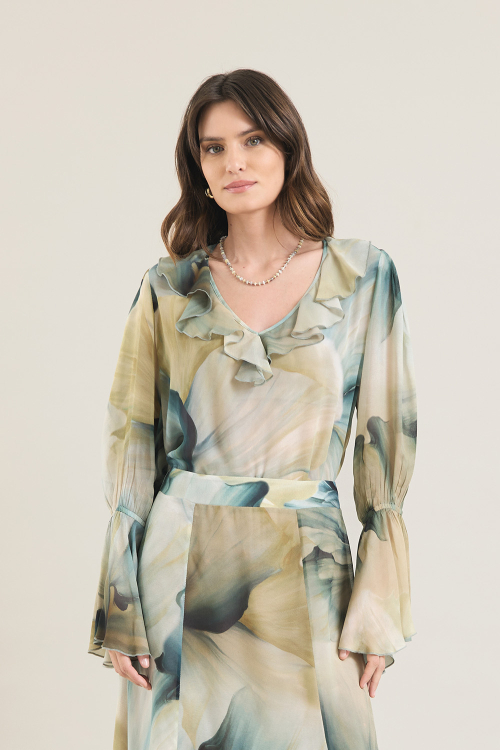 BLUSA TILLY BABADOS FLORAL OMBRE V26