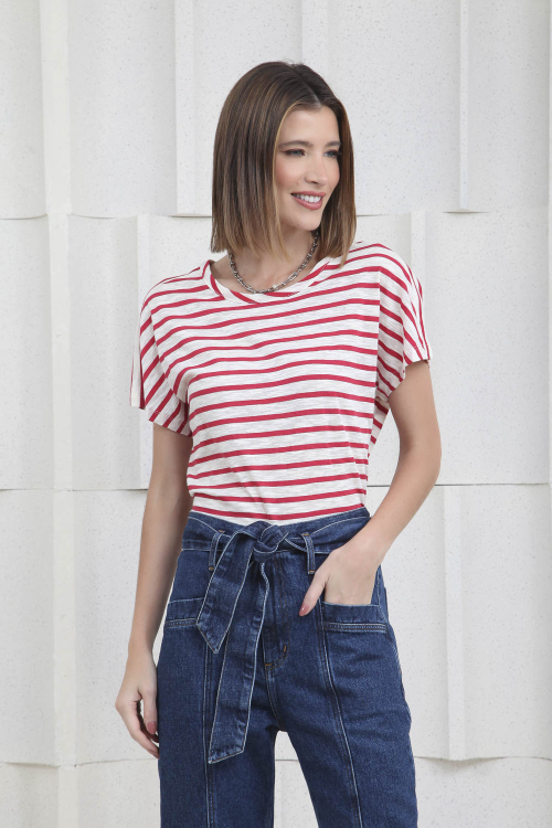 Blusa Listrada Gola Vies