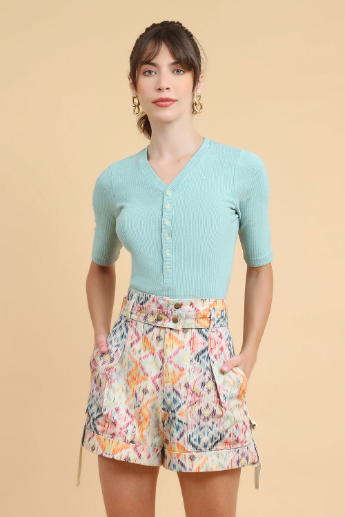 Blusa Malha Peletizada Botoes I23