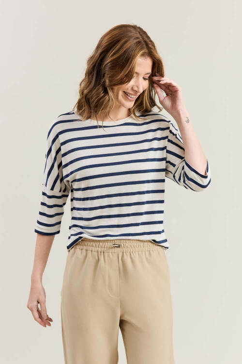 BLUSA AMPLA MALHA TRICOT LINHO LISTRAS V26