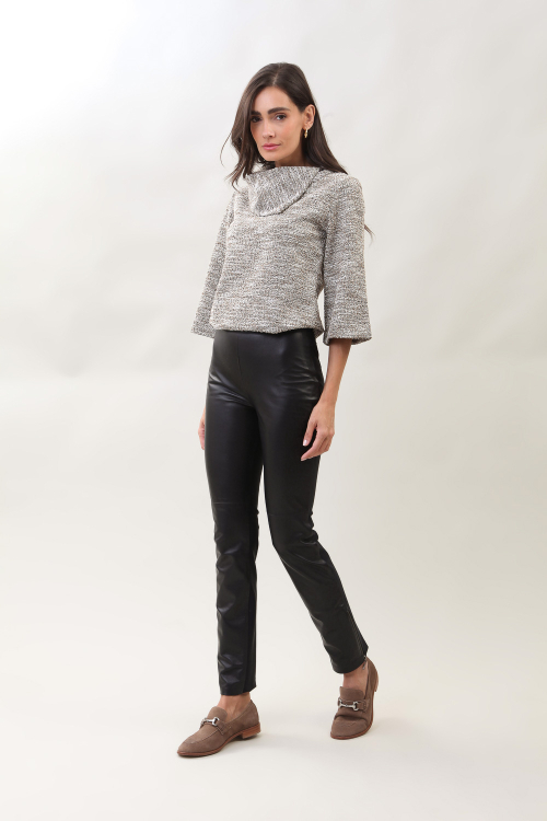 BLUSA MALHA TWEED GOLA ASSIMETRICA I25