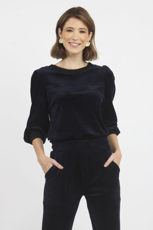 Blusa Veludo Detalhe Tricot I22