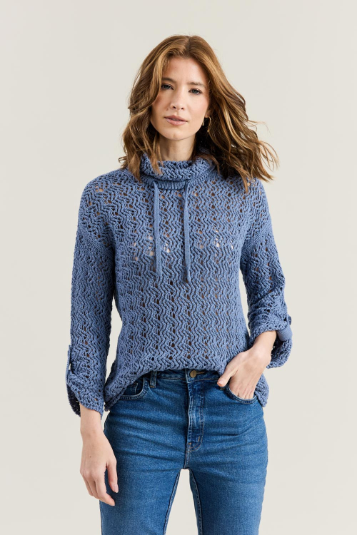 BLUSA TRICOT AMPLA CROCHET GOLAO V26