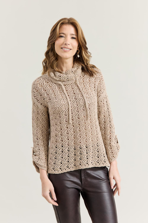BLUSA TRICOT AMPLA CROCHET GOLAO V26