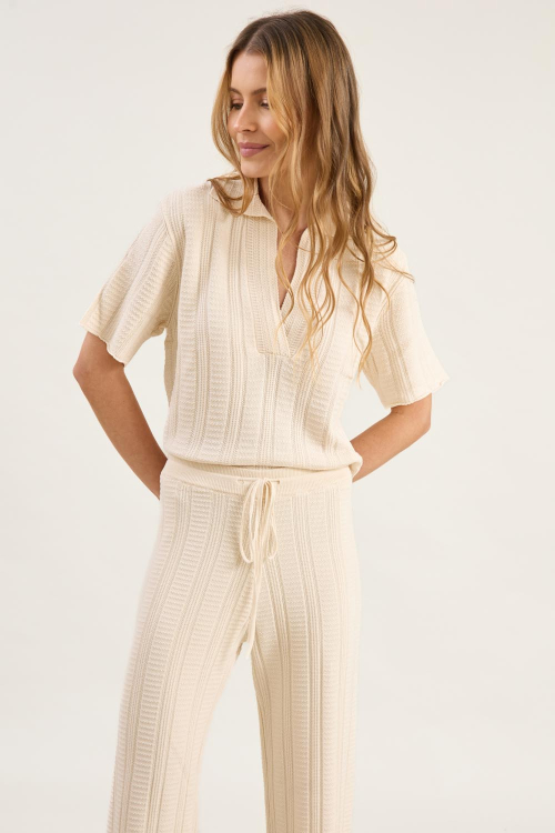 BLUSA POLO TRICOT AMPLA TEXTURAS JACQUARD V26