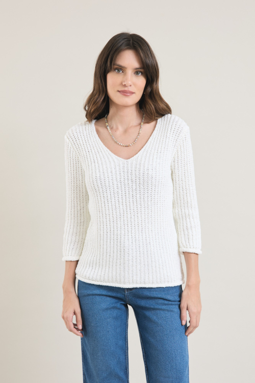 BLUSA TRICOT PONTO PEROLA ALONGADO V26