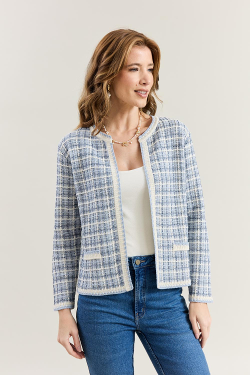 CARDIGAN TRICOT TWEED XADREZ FILL V26
