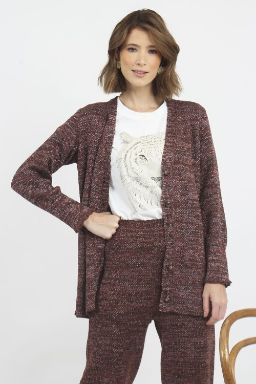 Cardigan Tricot Lastex Mescla I22