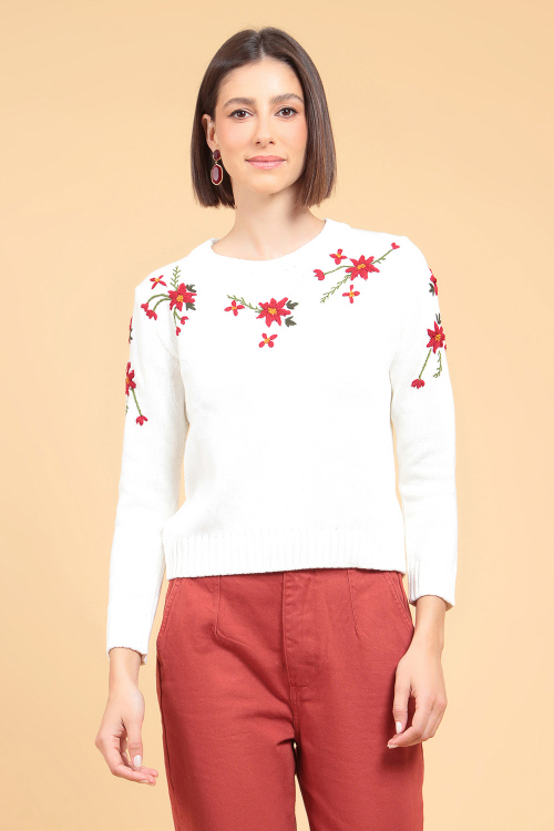 Sueter Tricot Flores Bordada I23