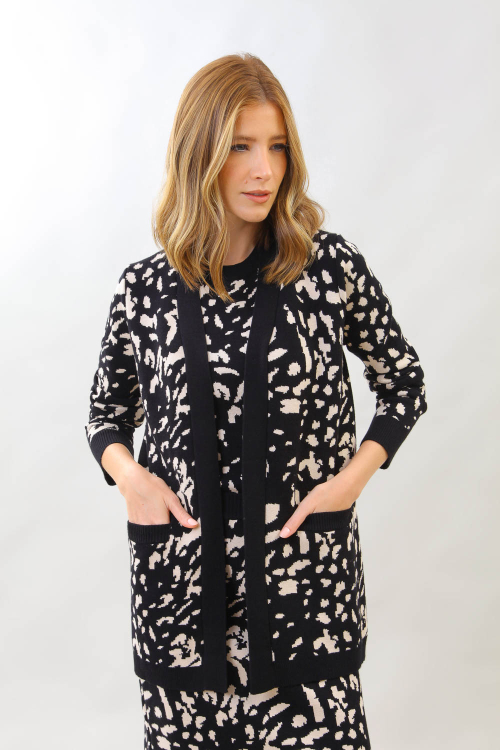 CARDIGAN TRICOT JACQUARD ABSTRATO I25