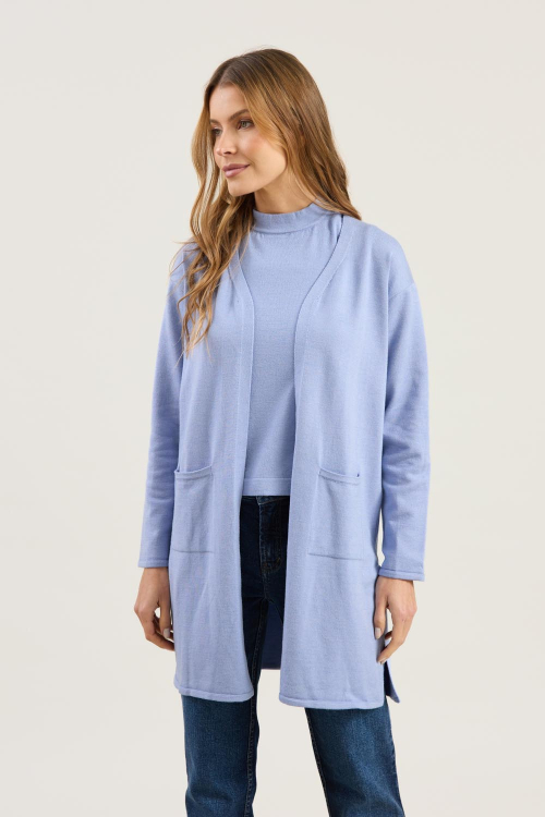CARDIGAN TRICOT LONGO COM BOLSOS V26