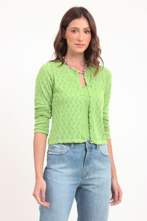Cardigan Tricot Rendado V22