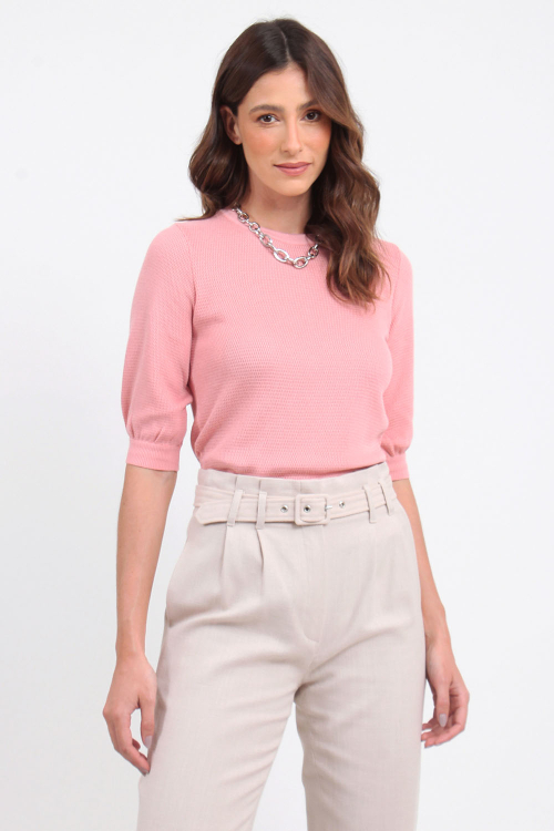Blusa Tricot Gola Manga Puff V22
