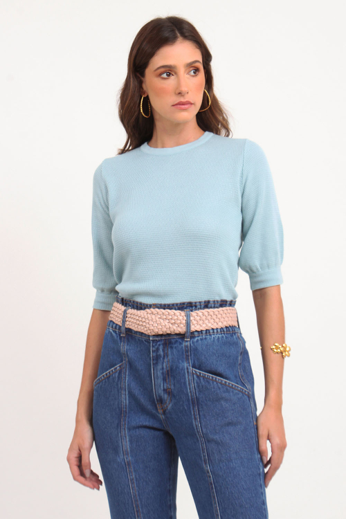 Blusa Tricot Gola Manga Puff V22