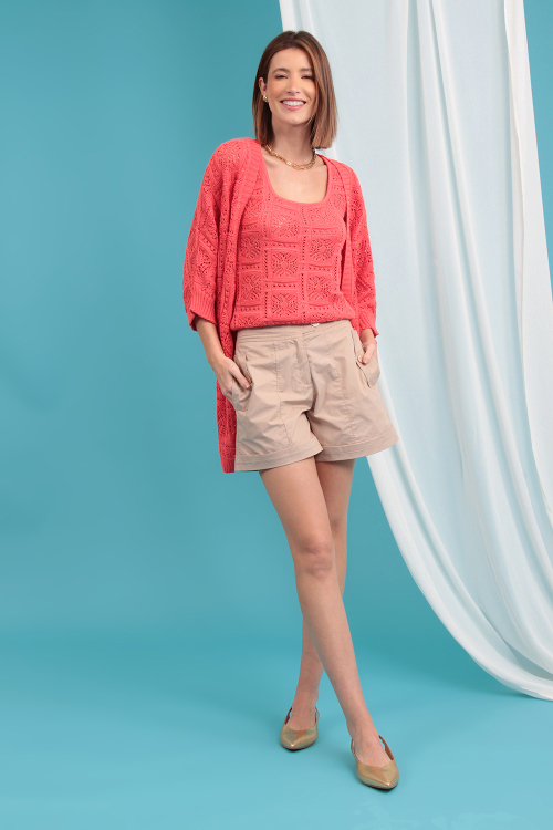 Casaco Tricot Renda Square V22