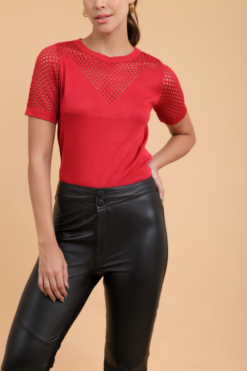Blusa Tricot Decote Trabalhada I23