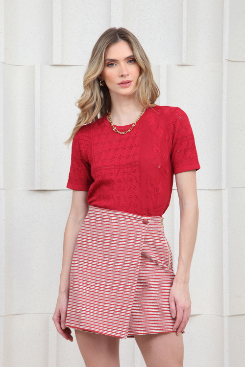 Blusa Tricot Rendado Patchwork V24