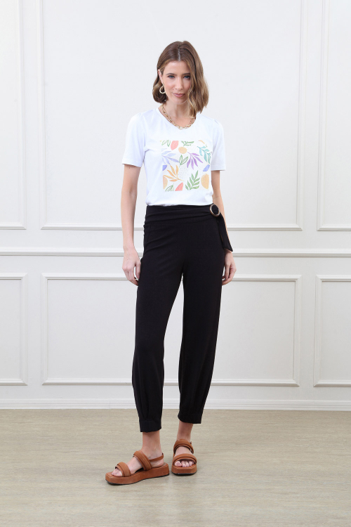 CALCA CREPE DE MALHA FAIXA FIVELA V25