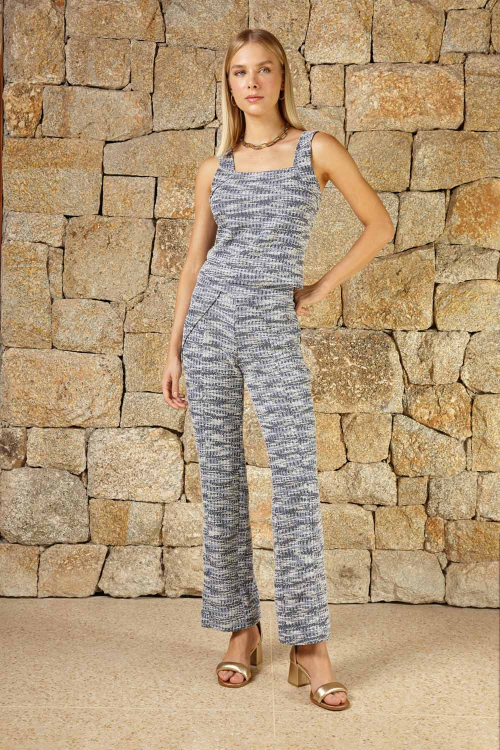 CALÇA TWEED DE MALHA RECORTE BOLSO I24
