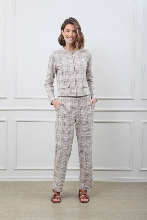 CALCA TWEED DE MALHA XADREZ