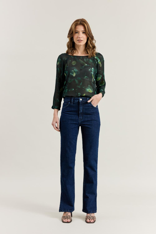CALCA JEANS RETA FENDA LATERAL V26