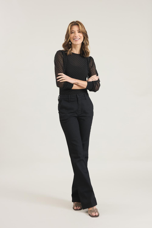 CALCA JEANS BLACK MICRO FLARE V26