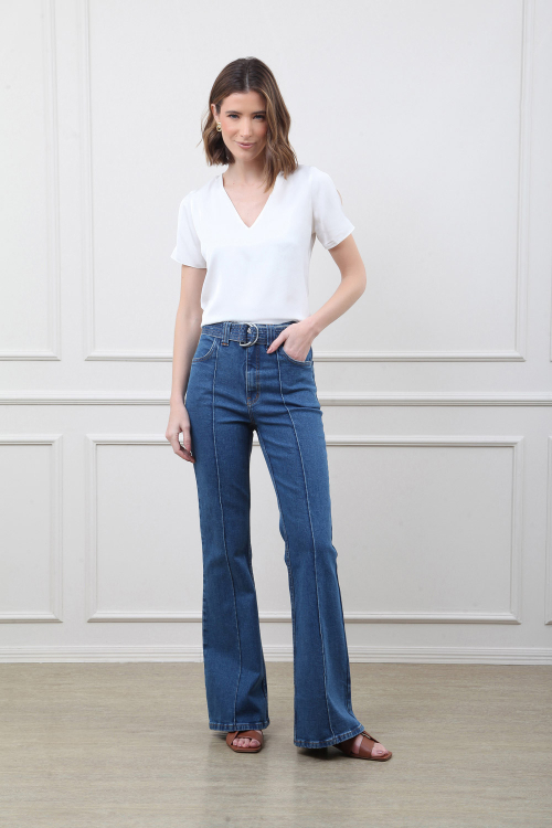 CALCA JEANS PANTALONA CINTO FIVELA V25