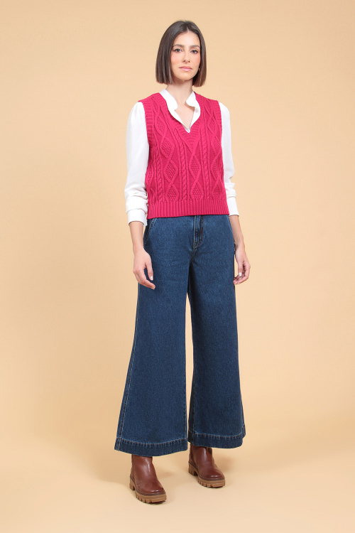 Calça Jeans Pantalona Bolso Faca I23