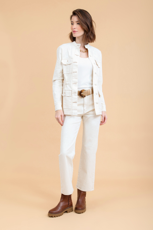 Calça White Denim Pesponto I23