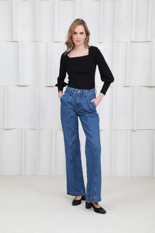 Calça Jeans Flare Nervura