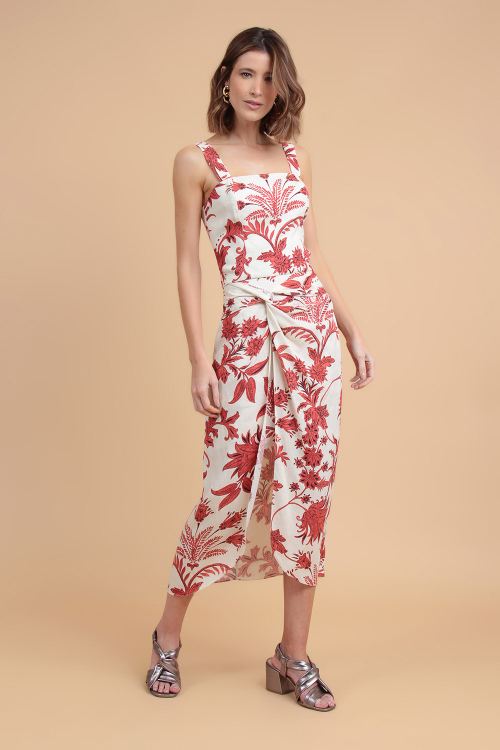 SAIA LINHO MANOA PAREO DUPLA FLORAL PEPPER I23