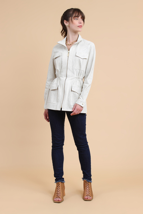 Parka Couro Perfurado I23