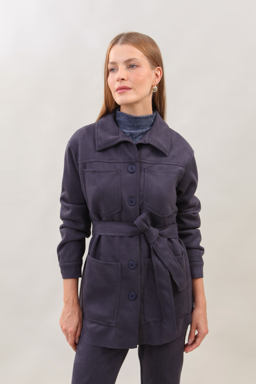 MINI TRENCH CAMURÇA DE MALHA TEXTURIZADA I25