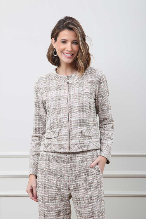 JAQUETA TWEED DE MALHA XADREZ