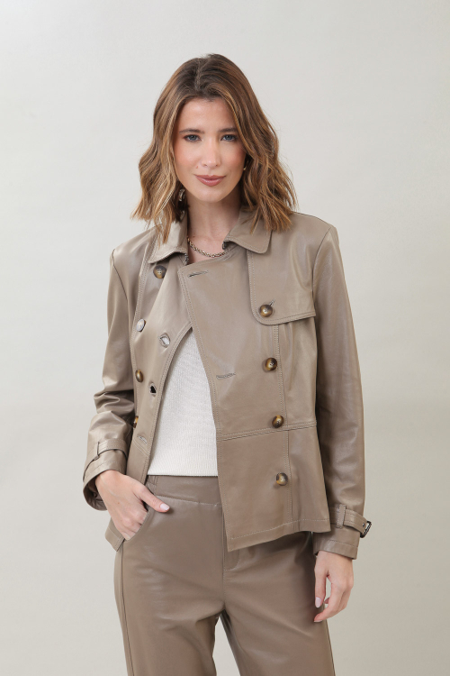 TRENCH COAT COURO BOTOES I25