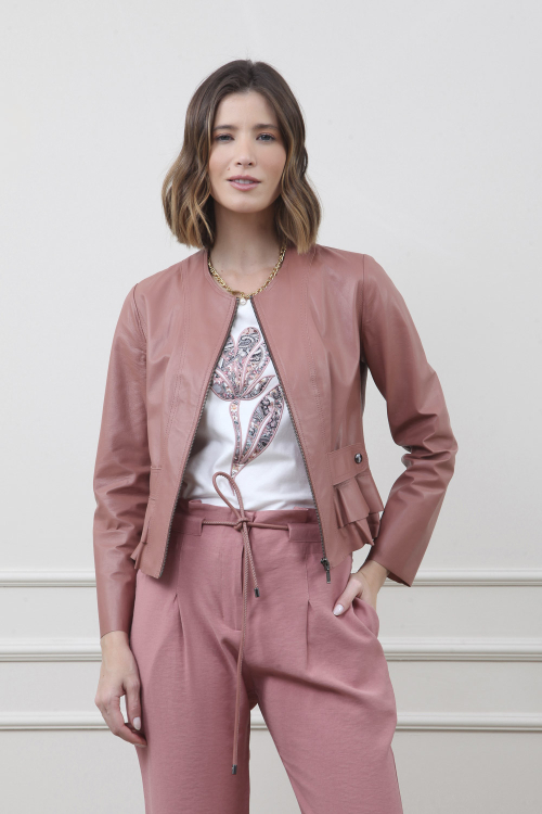 JAQUETA COURO PEPLUM AJUSTE LATERAL I24