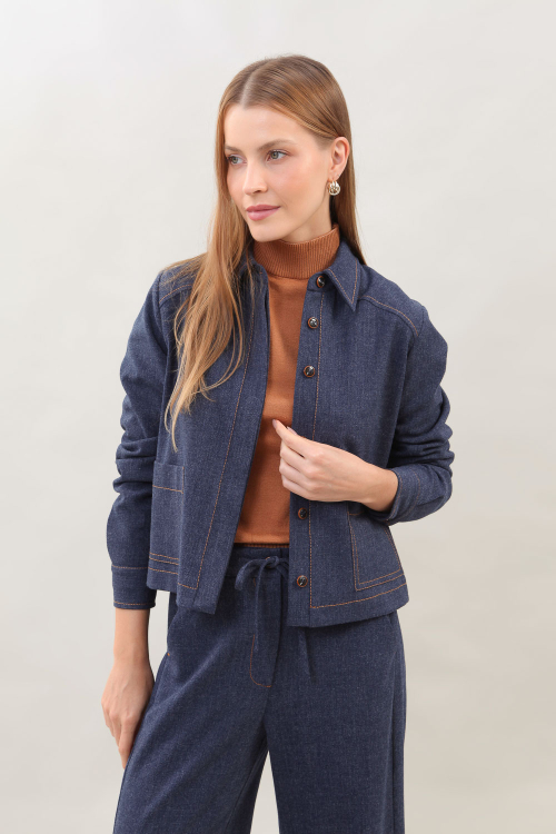 JAQUETA TWILL STRETCH PESPONTOS I25