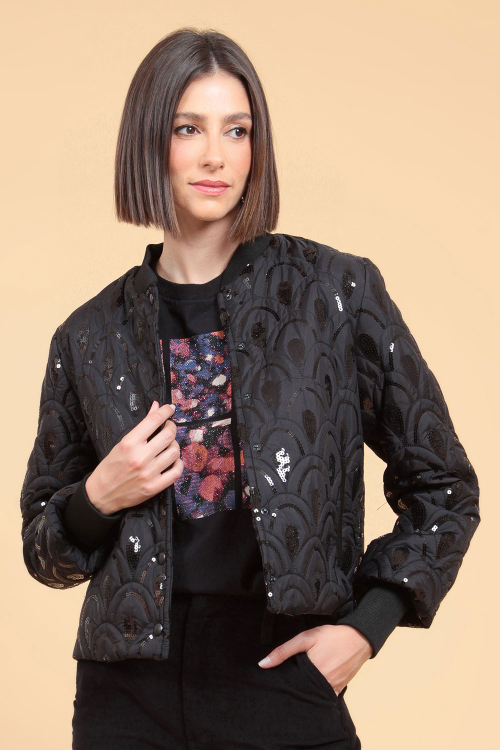 Jaqueta Matelasse Paete Detalhes Tricot I23