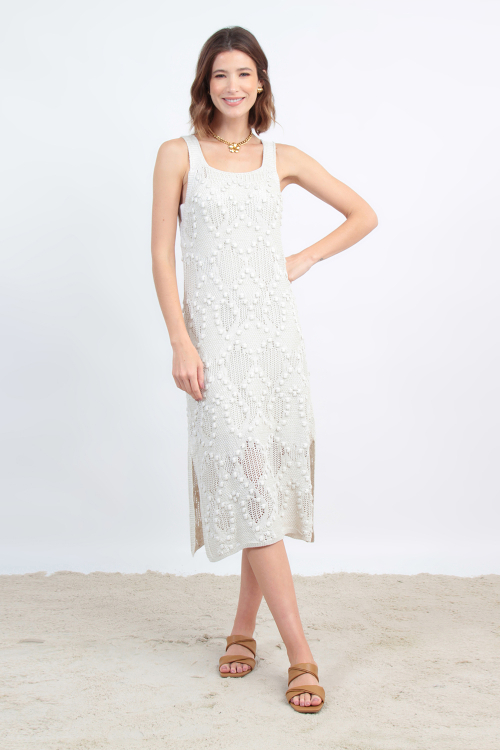 Vestido Tricot Pois Rendado V22