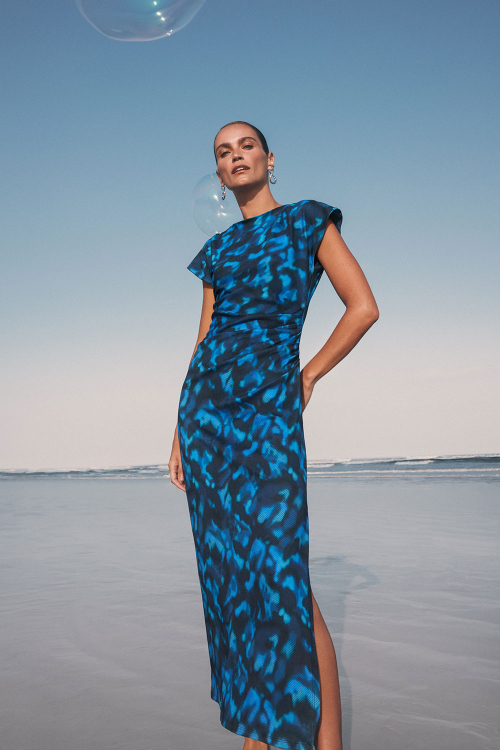 VESTIDO MIDI DRAPEADO MALHA V25