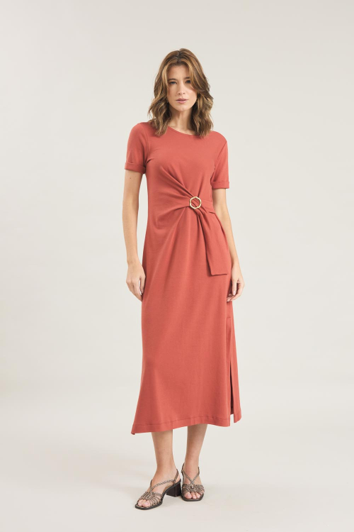VESTIDO MALHA COTONE AMARRACAO FIVELA V26