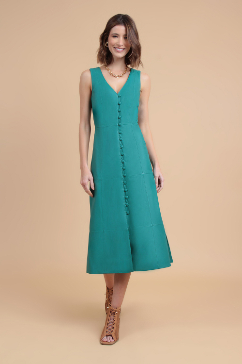 Vestido Couro Botoes I23