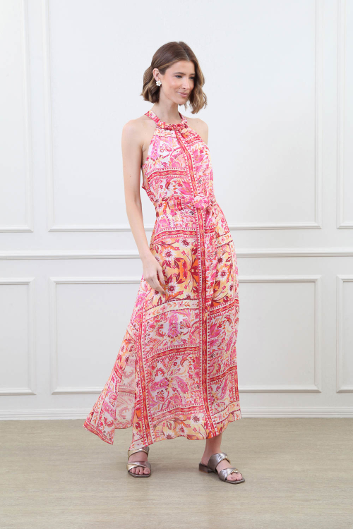 VESTIDO TILLY GOLA DETALHE PREGAS E PEDRAS MALAGA V25