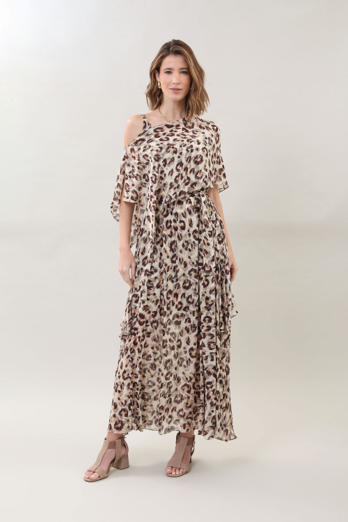 VESTIDO TILLY SOBREPOSICAO TEC ICE ANIMAL PRINT I25